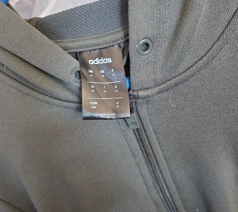 adidas Men's Olive Zip-Up Track Hoodie with Black Stripes